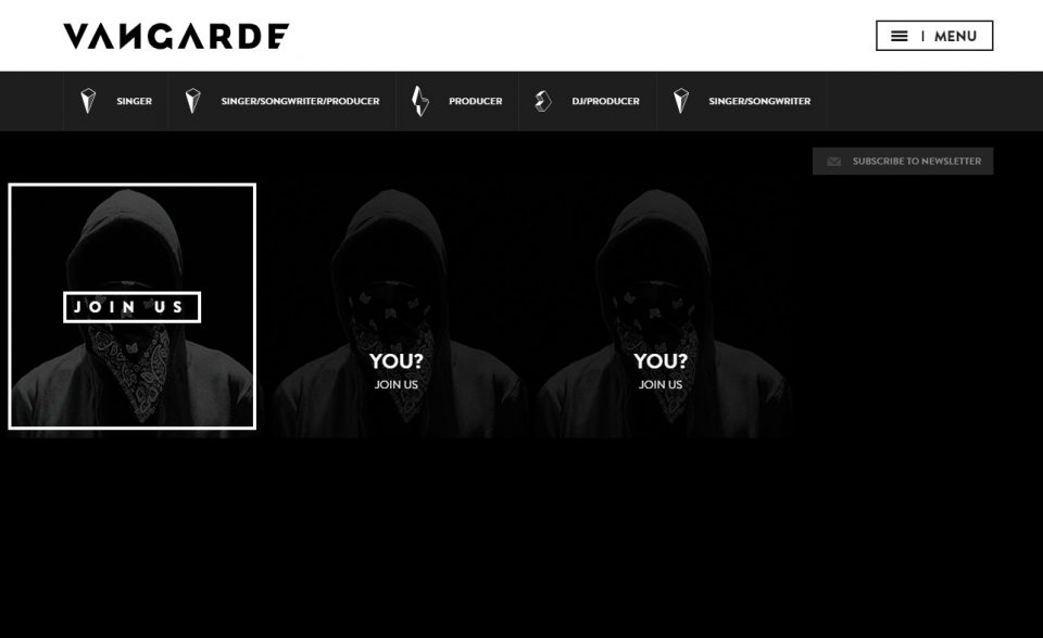 We are Vangarde | Vangarde Music LabelのWEBデザイン