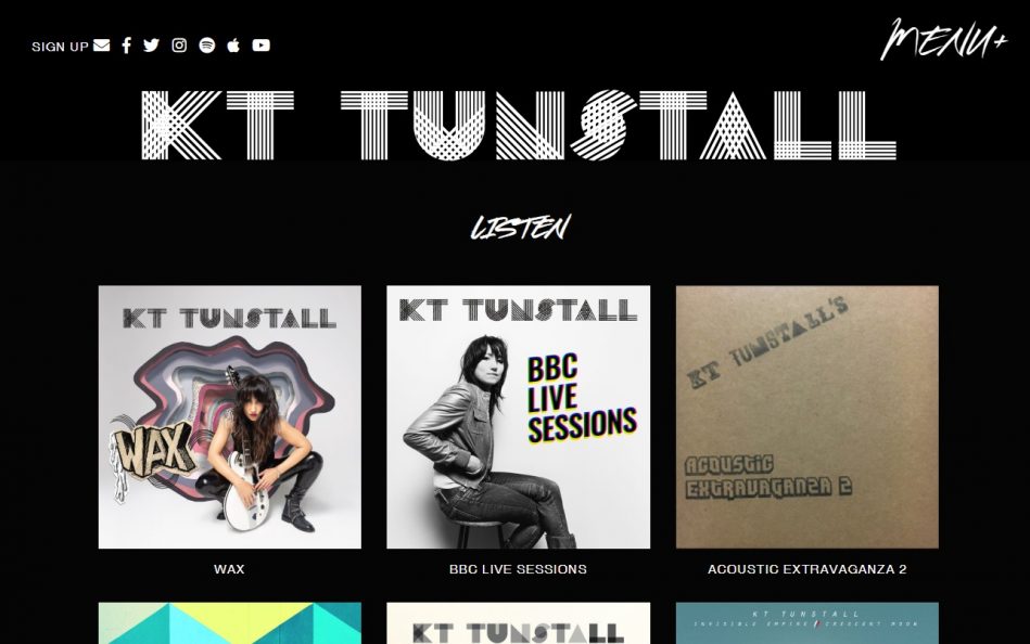 KT Tunstall – OfficialのWEBデザイン