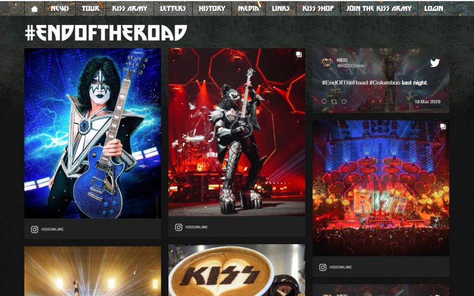 KISS Online :: The Final Tour Ever – Kiss End Of The Road World TourのWEBデザイン