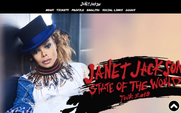 ジャネット・ジャクソン来日公演 JANET JACKSON | STATE OF THE WORLD TOUR 2019のWEBデザイン