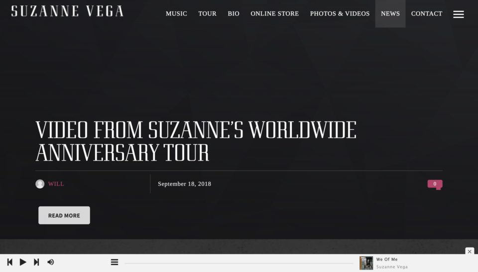 Suzanne Vega – The official site for Suzanne VegaのWEBデザイン