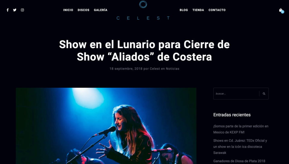 Celest – Banda Mexicana de Rock AlternativoのWEBデザイン