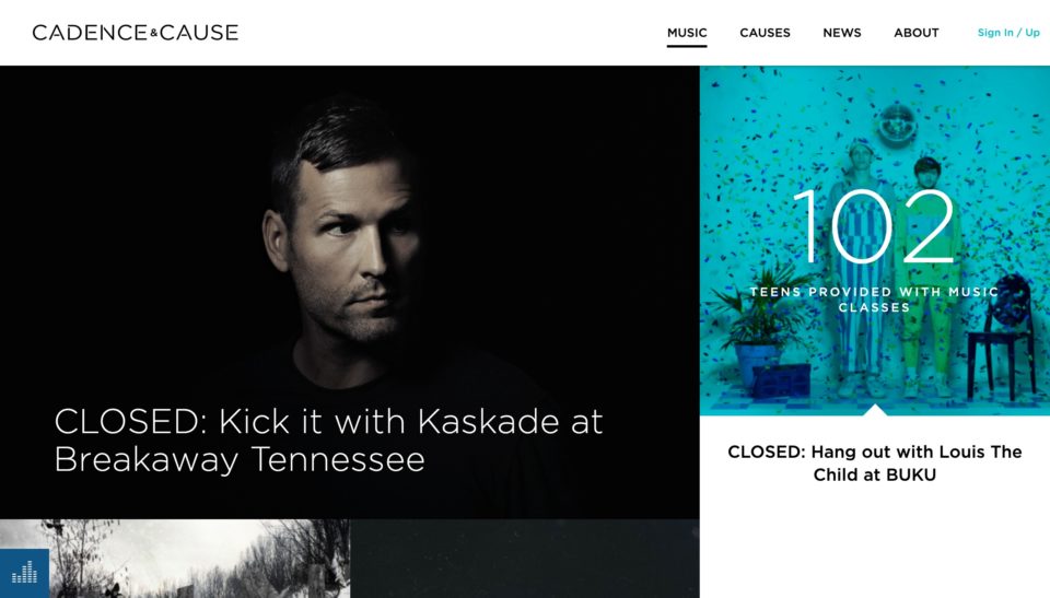 Listen Today. Change Tomorrow. | Cadence & CauseのWEBデザイン