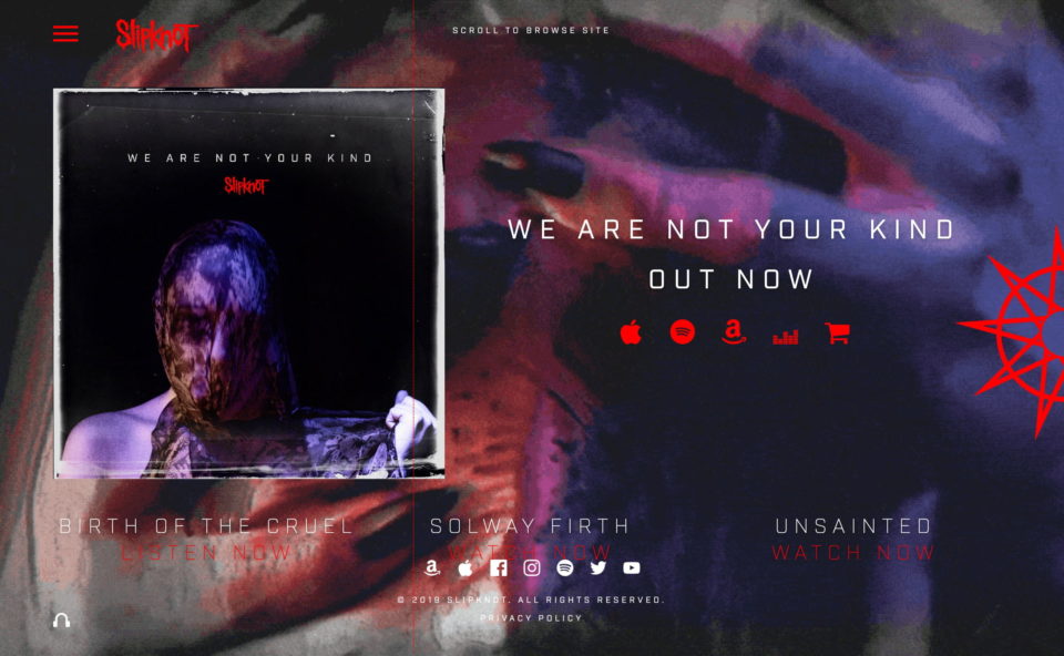 SLIPKNOT – WE ARE NOT YOUR KINDのWEBデザイン