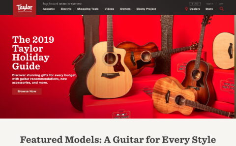 Guitars | Taylor GuitarsのWEBデザイン