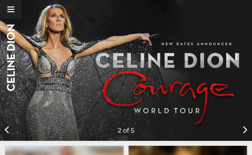 CelineDion.com | The Official Website of Celine DionのWEBデザイン