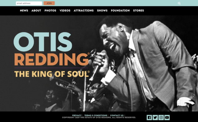 The Official Homepage of Otis Redding, The King of SoulのWEBデザイン