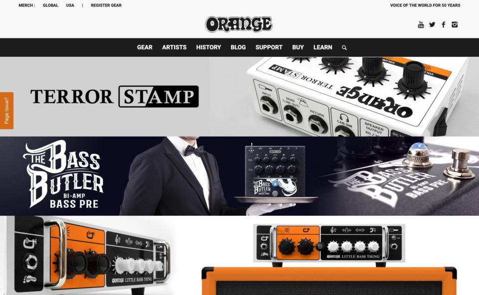 Orange Amps – British Guitar AmpsのWEBデザイン