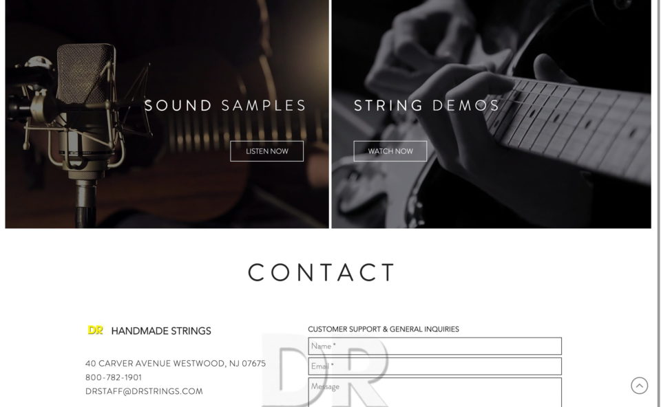 DR Strings | Official SiteのWEBデザイン