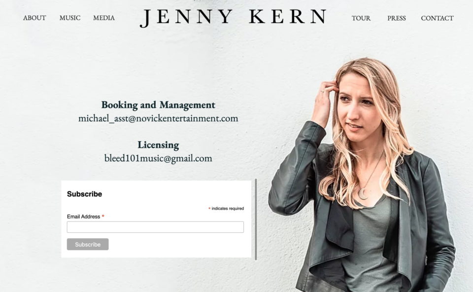 Jenny Kern MusicのWEBデザイン