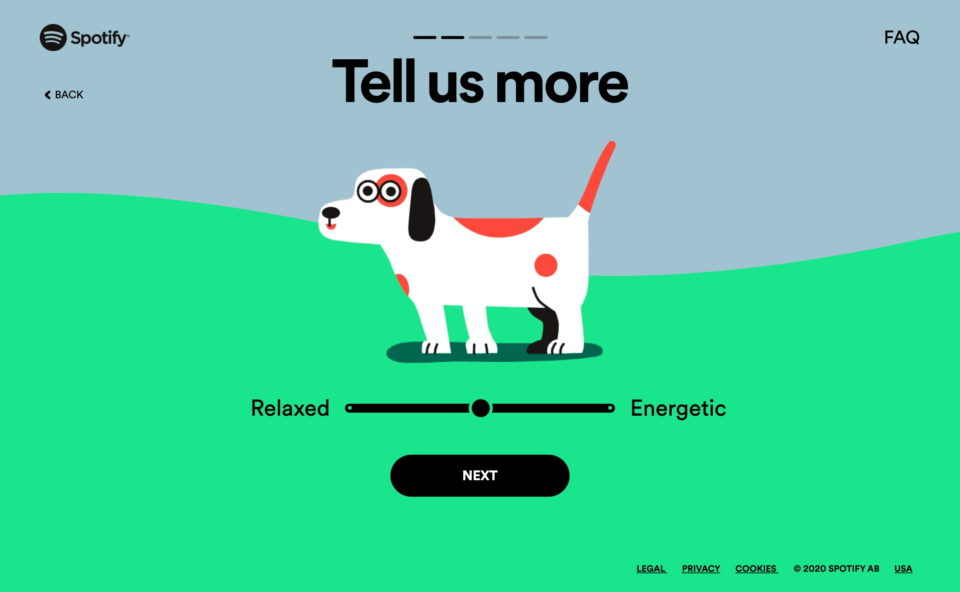 Home | Spotify for PetsのWEBデザイン
