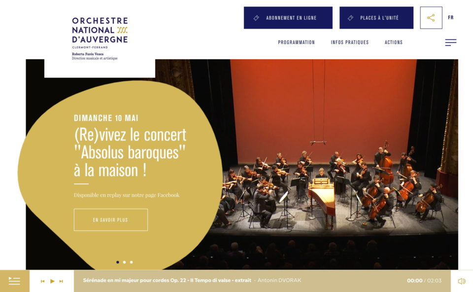 Orchestre de chambre de renommée internationaleのWEBデザイン