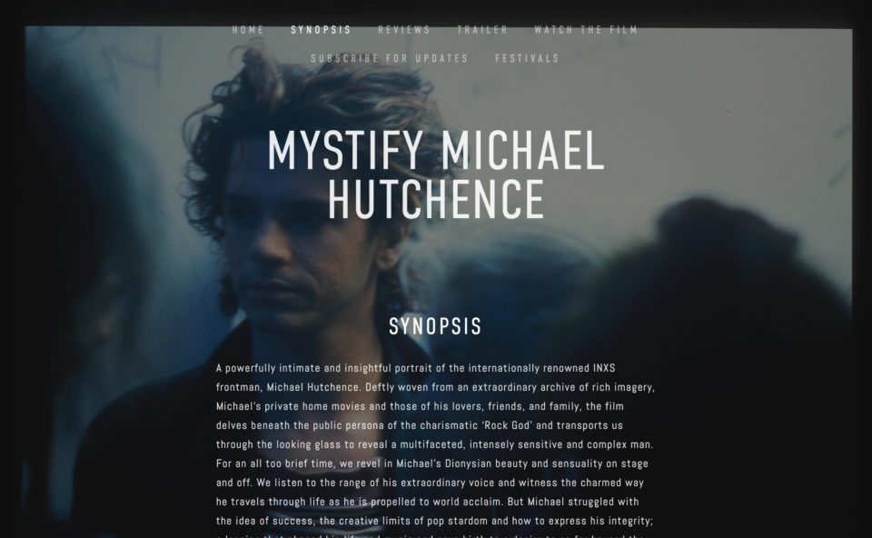 Mystify Michael HutchenceのWEBデザイン