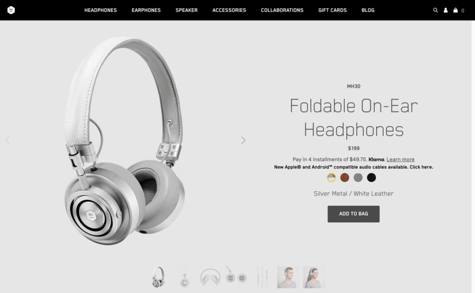 MH30 | Shop Foldable Wired Headphones | Master & DynamicのWEBデザイン