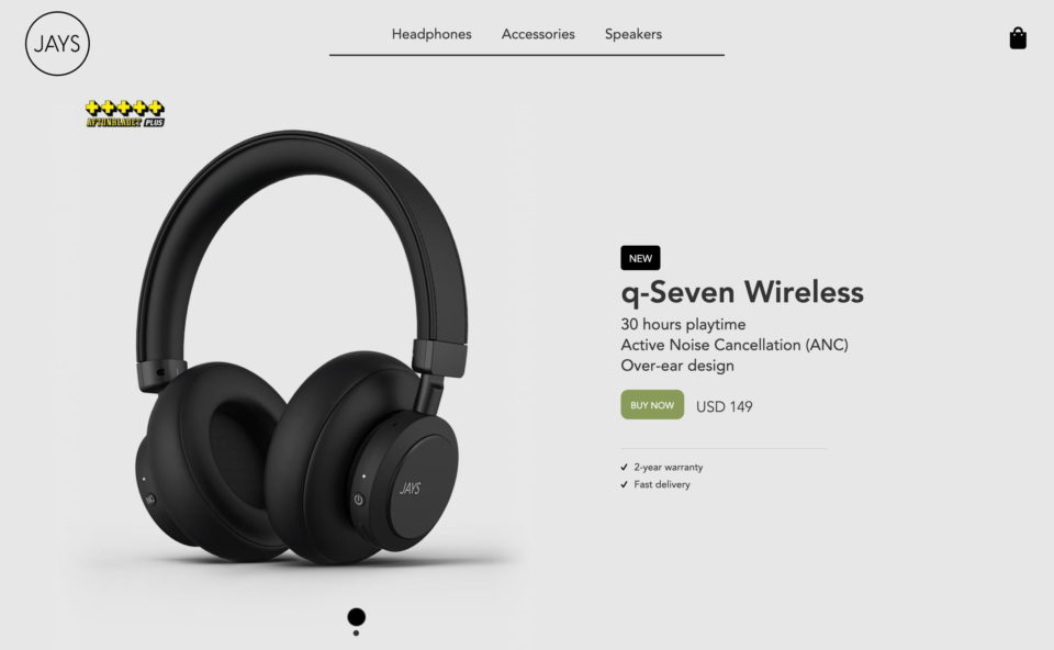 Jays – Premium quality earphones, headphones and appsのWEBデザイン