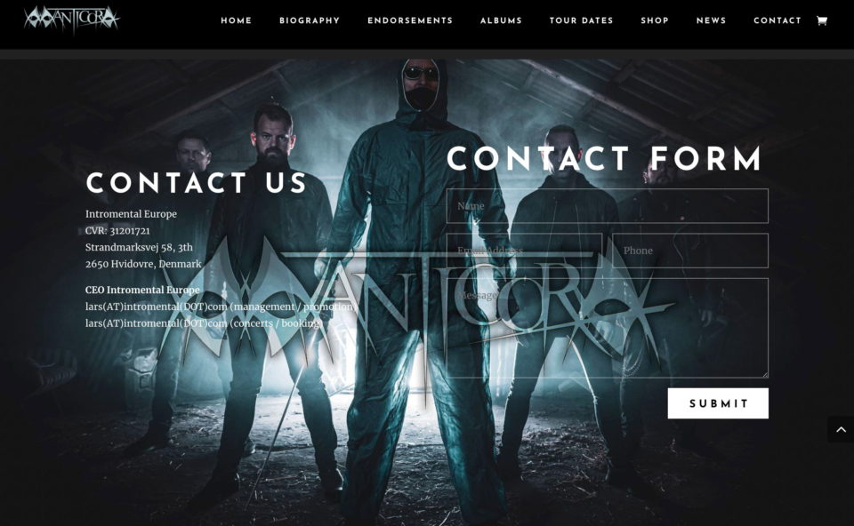 Manticora Official website | Denmarks premier power metal bandのWEBデザイン