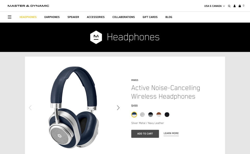 Professional Headphones & Luxury Earphones| Master & Dynamic OfficialのWEBデザイン