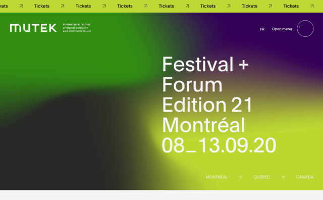 MUTEK Montreal | International festival of digital creativity and…のWEBデザイン