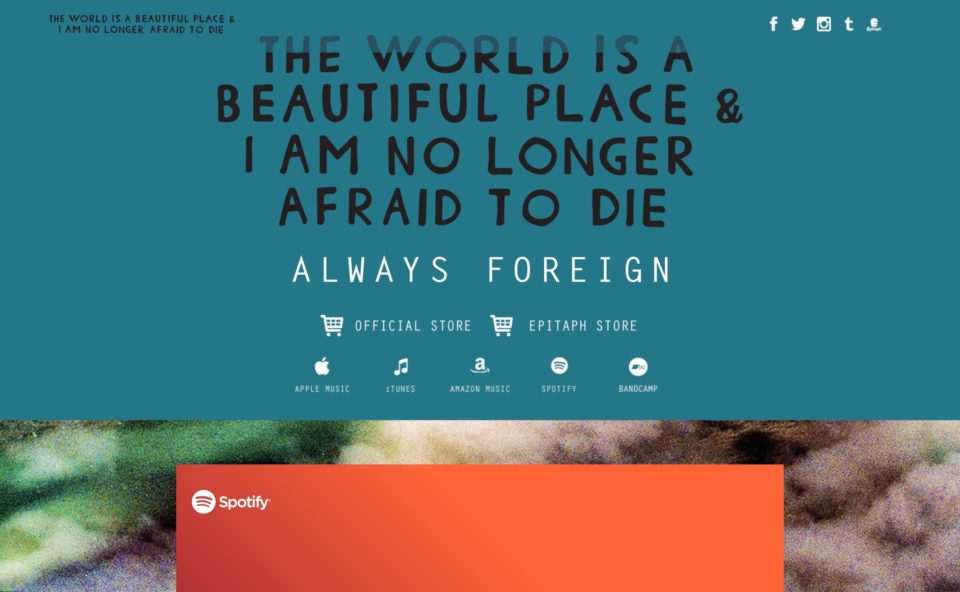 The Word is a Beautiful Place & I am No Longer Afraid to DieのWEBデザイン