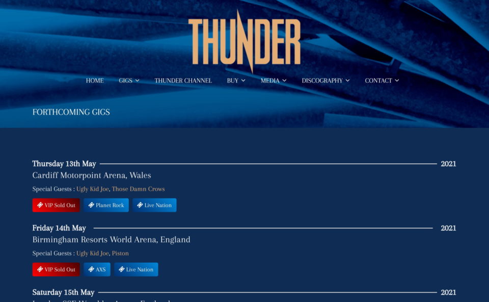 Thunder Online :: The Official Thunder Website – HOMEのWEBデザイン