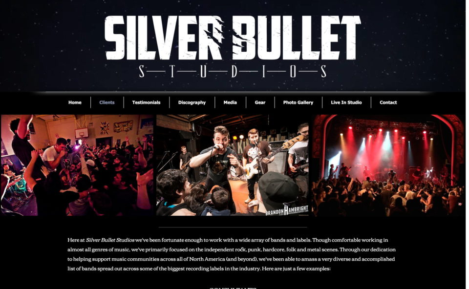 Silver Bullet StudiosのWEBデザイン