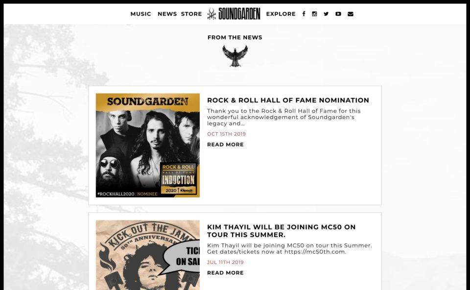 Official website for SoundgardenのWEBデザイン