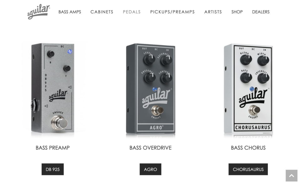Aguilar Amplification – Get Amped!のWEBデザイン