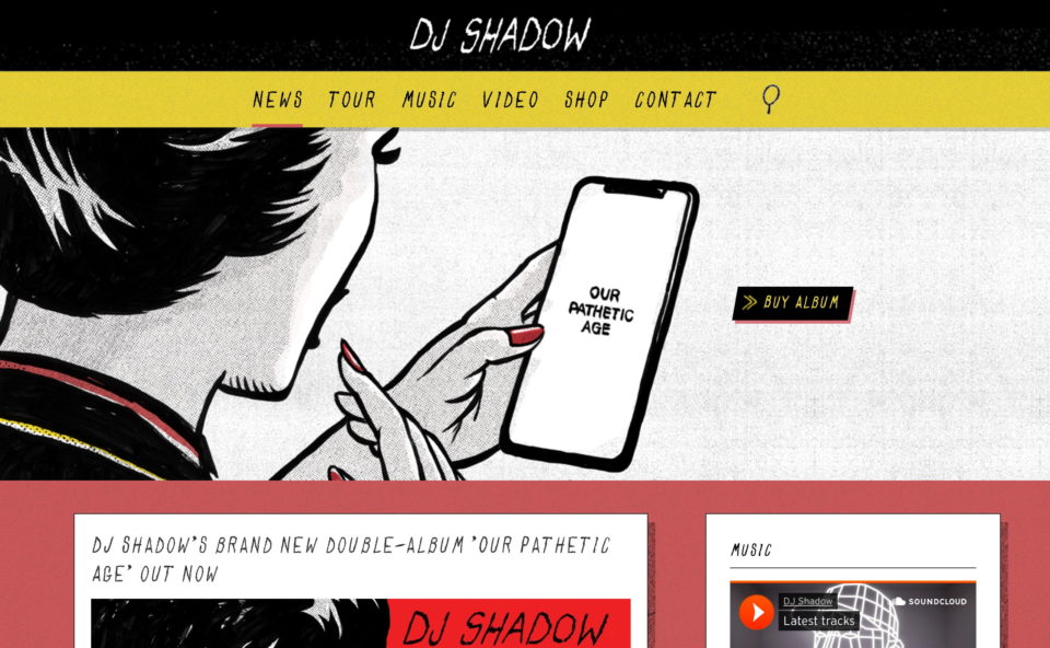 Our Pathetic Age | DJ Shadow | Official WebsiteのWEBデザイン