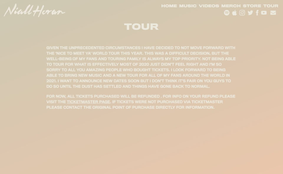 Home – Niall HoranのWEBデザイン