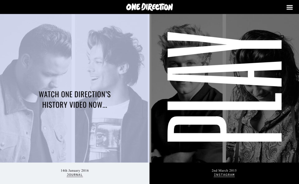 One Direction | The Official WebsiteのWEBデザイン