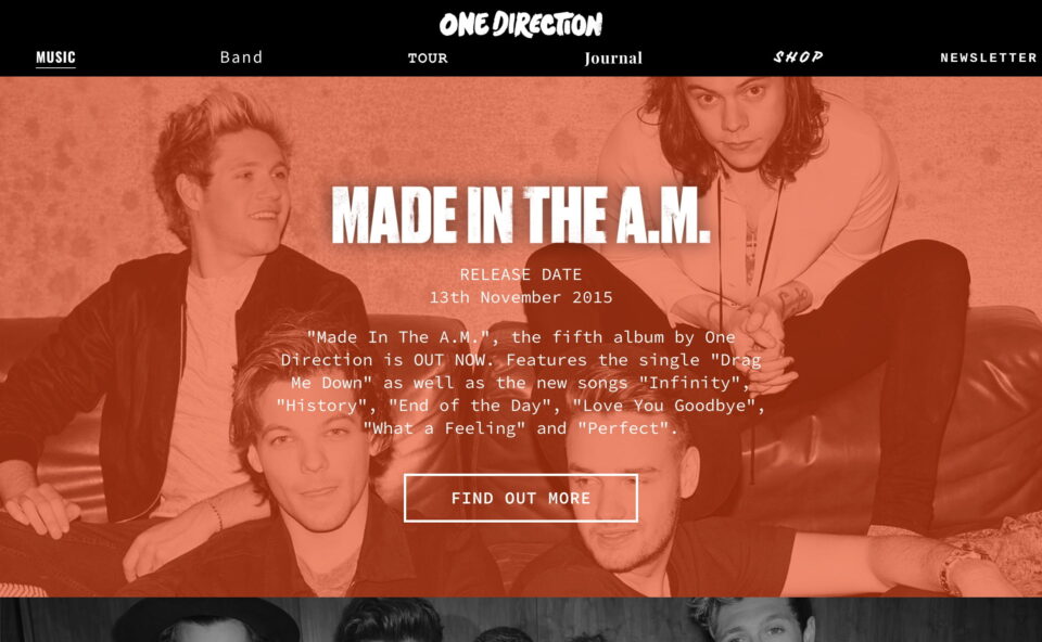 One Direction | The Official WebsiteのWEBデザイン
