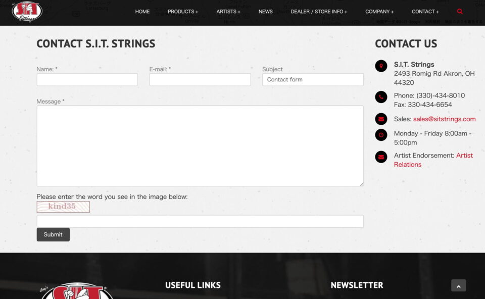 SIT Strings – Hand Crafted Instrument StringsのWEBデザイン