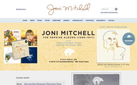 Joni Mitchell – Official WebsiteのWEBデザイン
