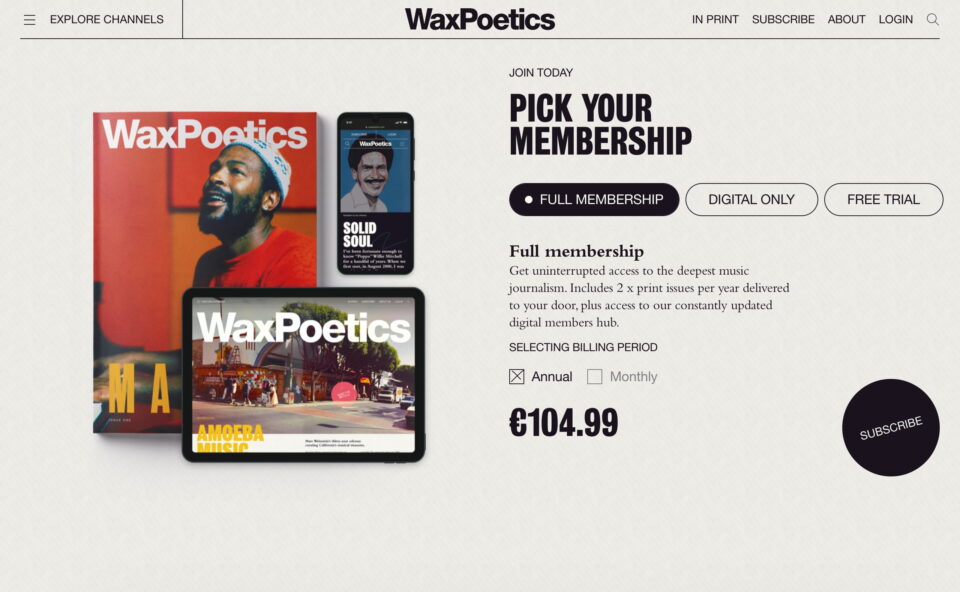 Wax PoeticsのWEBデザイン