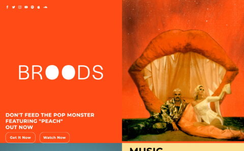 Broods | New Album “Don’t Feed The Pop Monster” Out NowのWEBデザイン