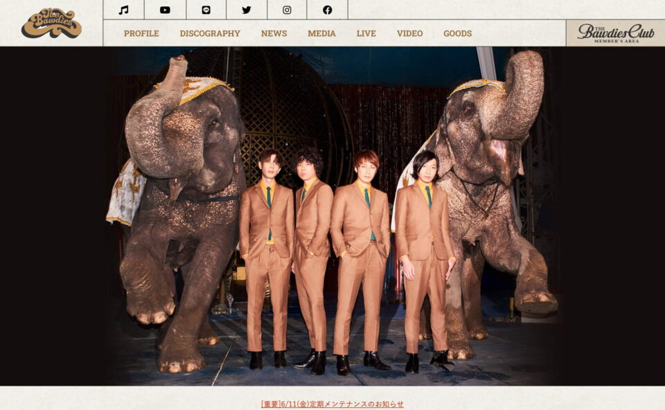 THE BAWDIES OFFICIAL WEB SITE / THE BAWDIES CLUBのWEBデザイン