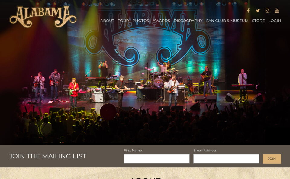 The Official Website of The Alabama BandのWEBデザイン