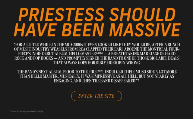Priestess | What Happened?のWEBデザイン