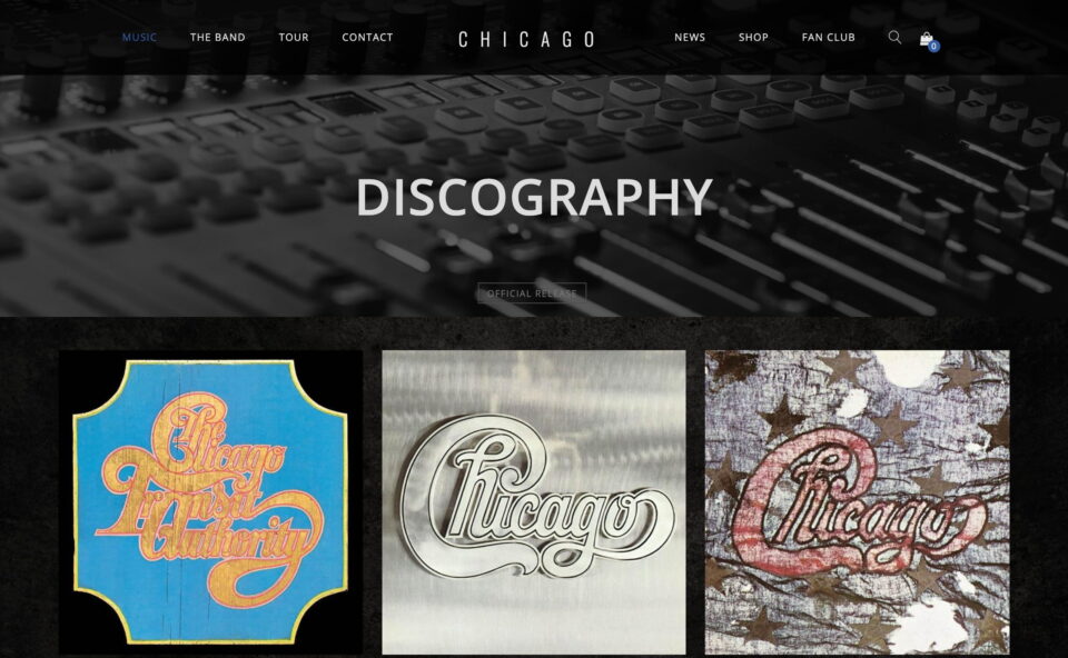 Chicago – A Legacy of Rock, Horns and HitsのWEBデザイン