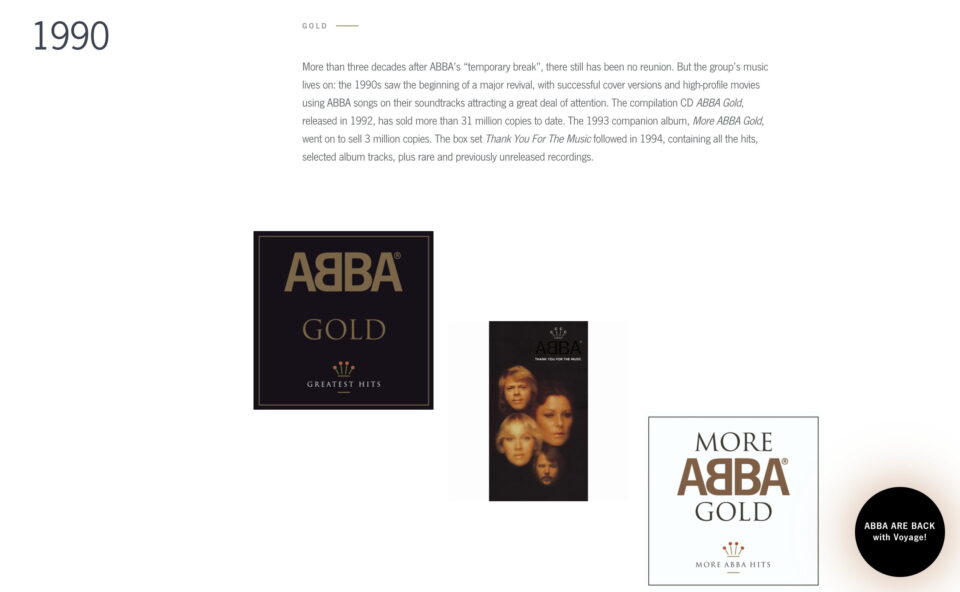 ABBA I ABBA Voyage | The one and only ABBA Official FanclubのWEBデザイン