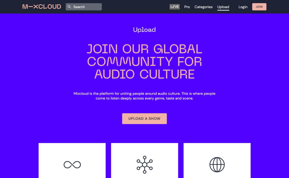 Mixcloud – This is Audio Culture | MixcloudのWEBデザイン