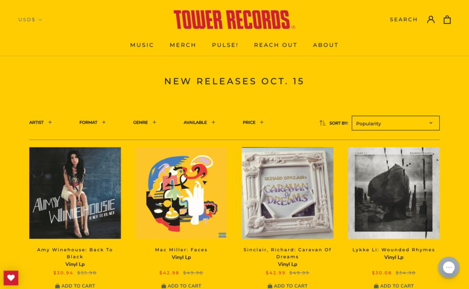 Tower RecordsのWEBデザイン