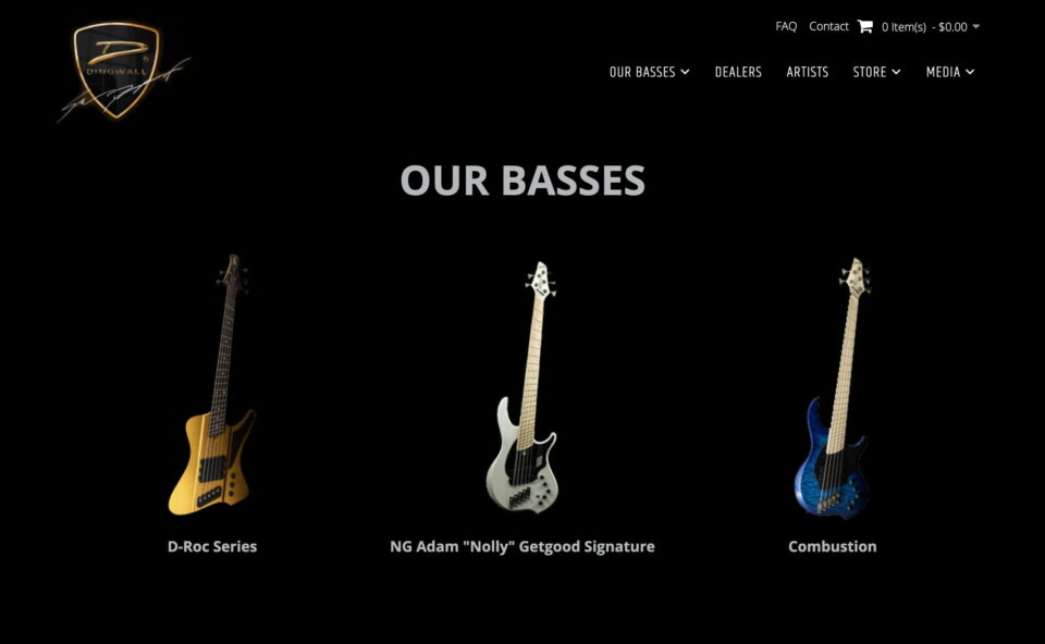 Home – Dingwall GuitarsのWEBデザイン