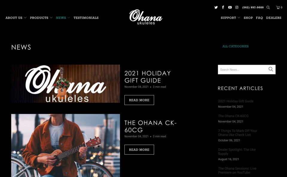 Ohana MusicのWEBデザイン