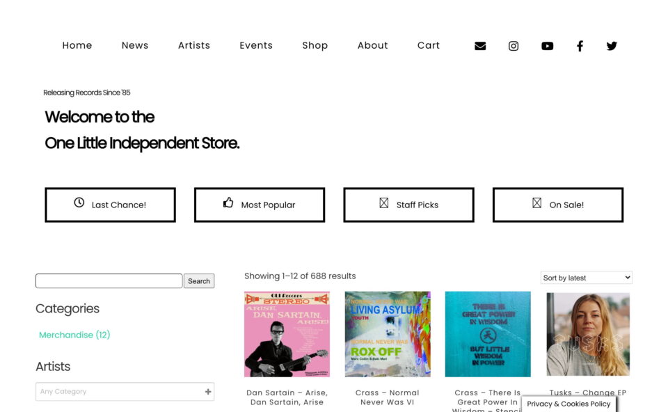Homepage – One Little Independent Records – One Little Independent RecordsのWEBデザイン