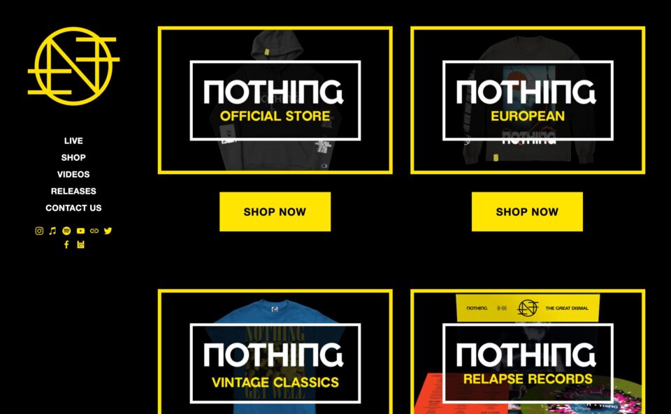 NOTHING – THE GREAT DISMALのWEBデザイン
