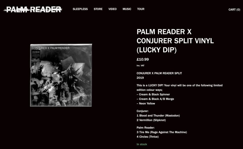 PALM READER – Official Website & MerchのWEBデザイン