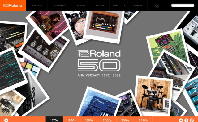 Roland – Stand-Alone Articles – Roland 50th Anniversary – 1970sのWEBデザイン