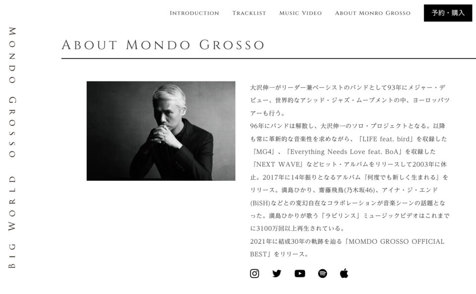 MONDO GROSSO NEW ALBUM [BIG WORLD] 特設サイトのWEBデザイン