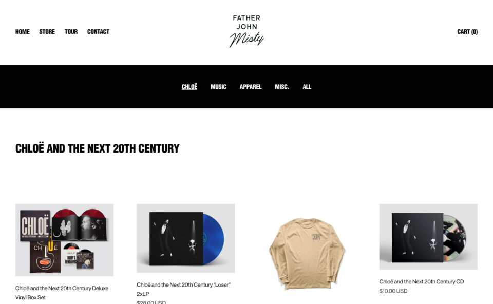 Father John Misty’s Official Site & Store – Father John Misty’s Official StoreのWEBデザイン